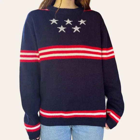 70s vintage stars and stripes knit sweater - Picture 6 of 7